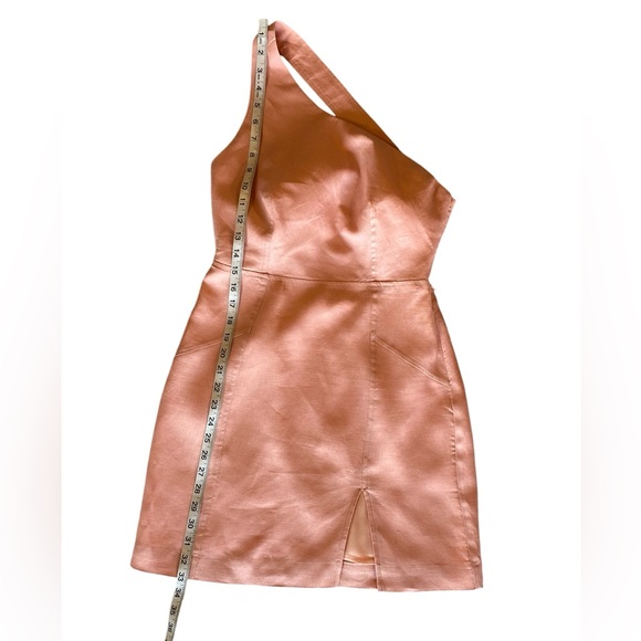 Stunning Amalie 100% Linen Peach Bow One-Shoulder Dress Size 6 Great Condition! - Picture 7 of 12